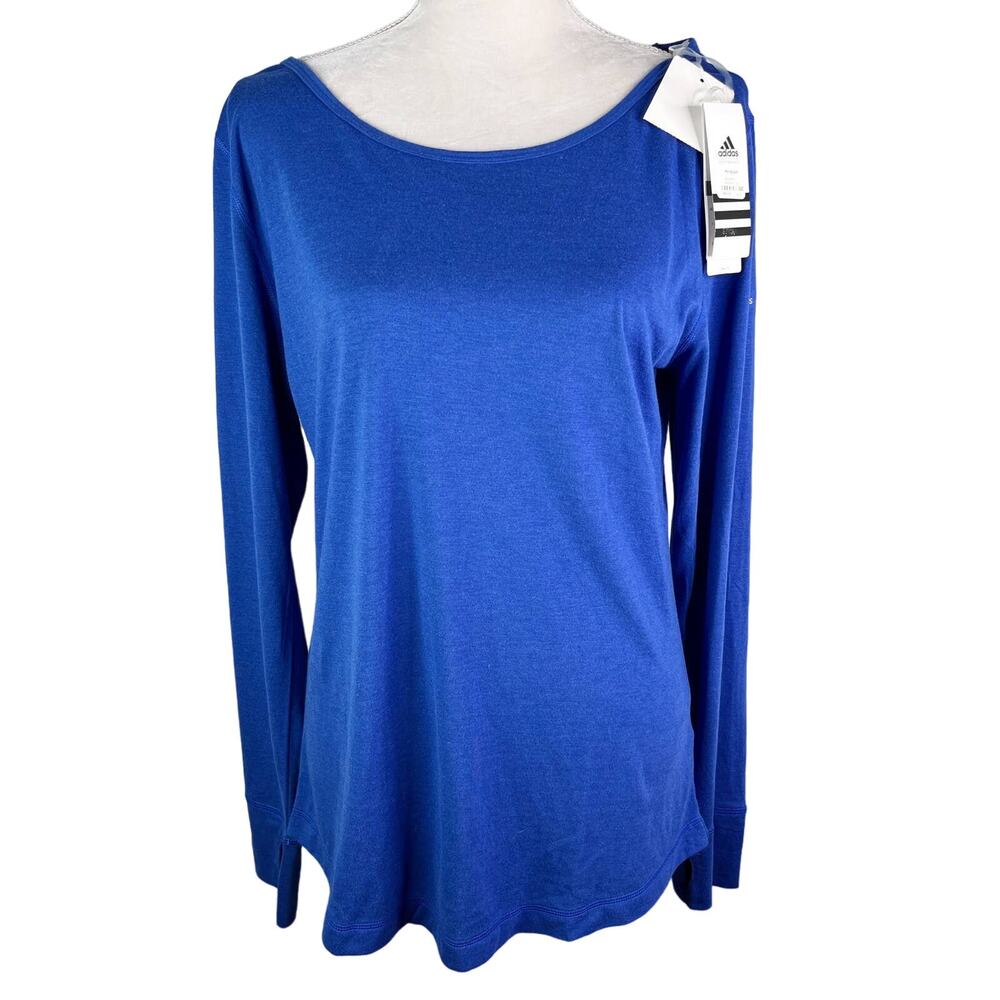 Adidas Performance Top Shirt Large Keyhole C-Up LS Cobalt Blue New